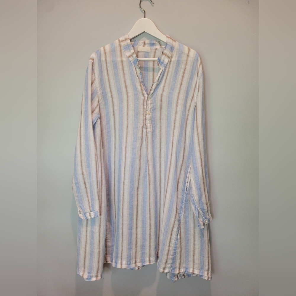 CP Shades Jasmin Cotton Striped Tunic Shirt Dress SZ L - Picture 10 of 10